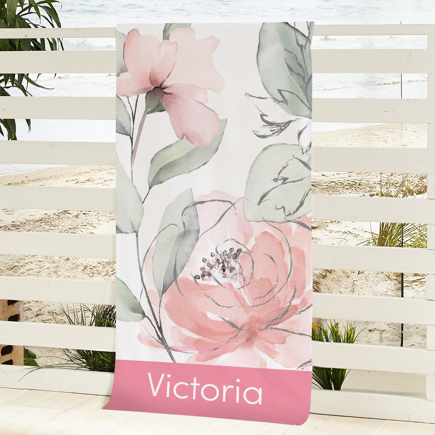 Modern Floral Beach Towel