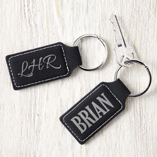 Name & Monogram Leatherette Keychain