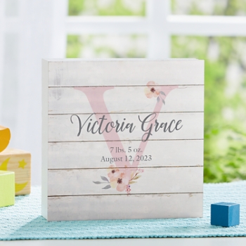 Elegant Baby Name Wood Block