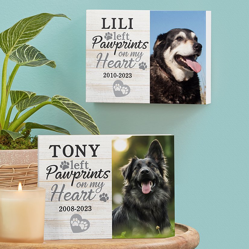 Heart-to-Paw Pet Memorial Wood Picture Block