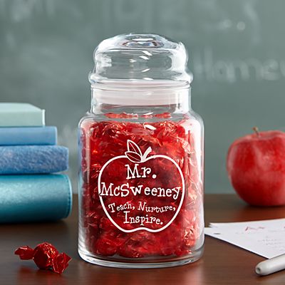 Teacher Apple Glass Treat Jar
