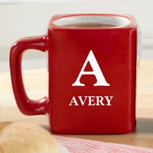 Initial & Name Red Square Mug