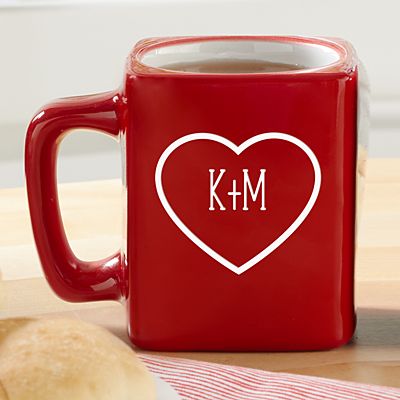 Message in Heart Red Square Mug