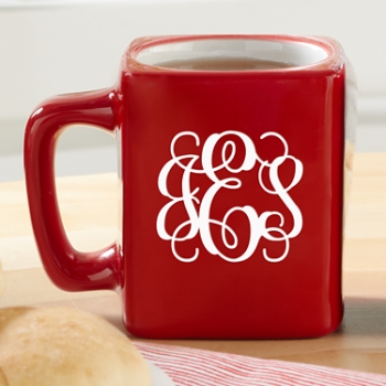 Script Monogram Red Square Mug