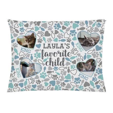 Favorite Child Photo Pet Bed - Cat-Large-Blue