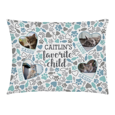 Favorite Child Photo Pet Bed - Cat-Medium-Blue