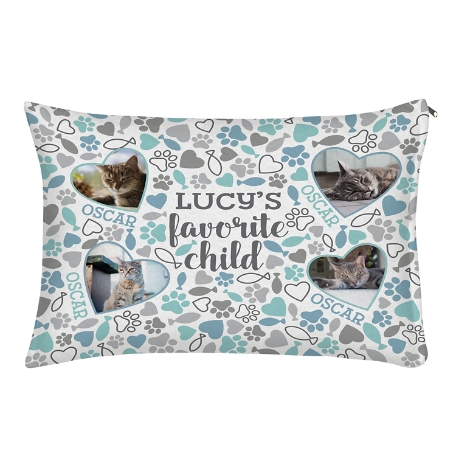 Favorite Child Photo Pet Bed - Cat-Small-Blue