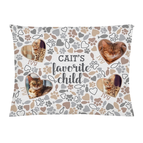 Favorite Child Photo Pet Bed - Cat-Large-Tan