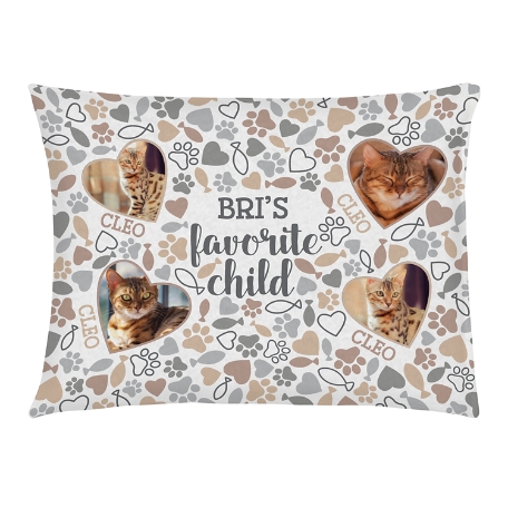 Favorite Child Photo Pet Bed - Cat-Medium-Tan