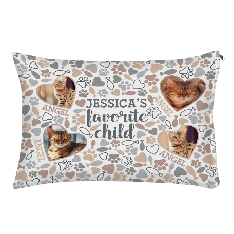 Favorite Child Photo Pet Bed - Cat-Small-Tan