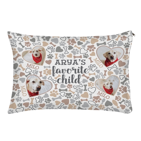Favorite Child Photo Pet Bed - Dog-Small-Tan