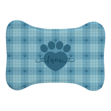 Love and Paws Pet Feeding Mat - Small Bone-Blue