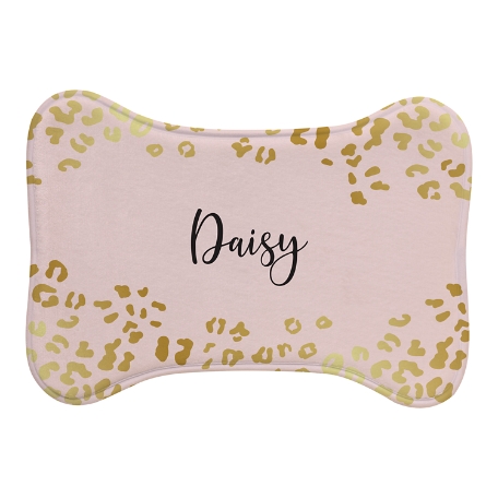 Metallic Leopard Pet Feeding Mats - Small Bone - Gold