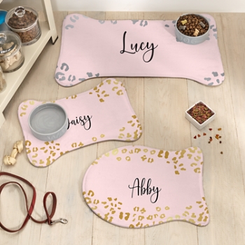 Metallic Leopard Pet Feeding Mat