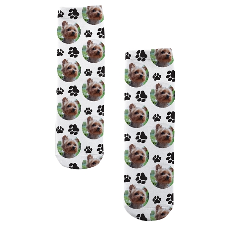 Pet Paw Print Photo Socks - Black - Small