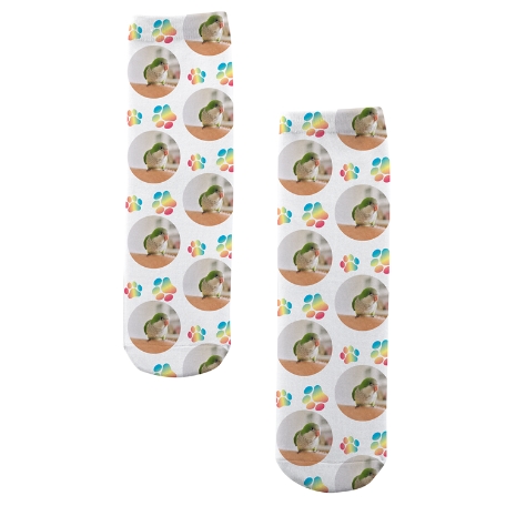 Pet Paw Print Photo Socks - Rainbow - Small