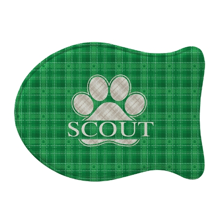 Plaid Paw Print Feeding Mat - Fish-Green