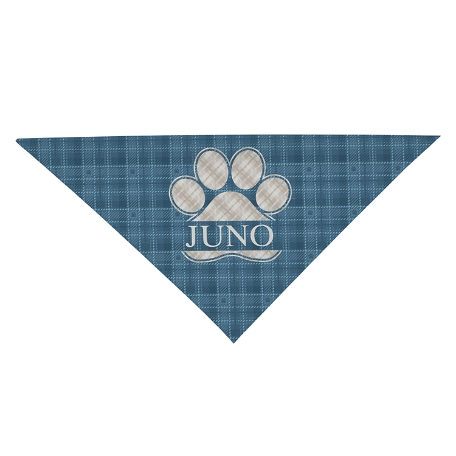 Plaid Paw Print Bandanas -Small-Blue
