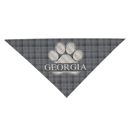 Plaid Paw Print Bandanas - Small-Gray