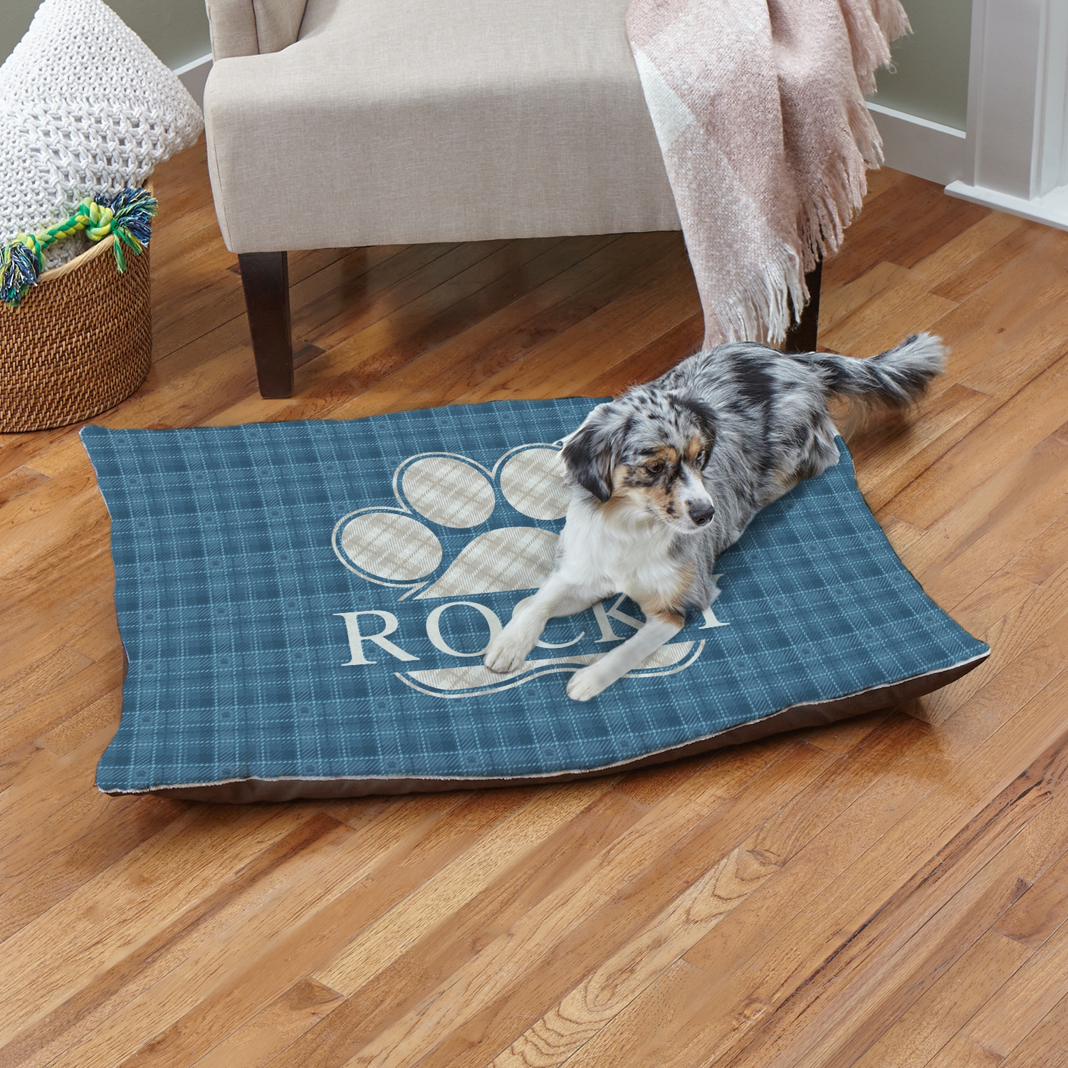 Plaid Paw Print Pet Bed