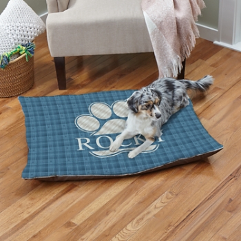 Plaid Paw Print Pet Bed