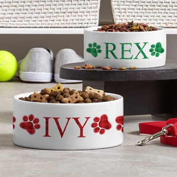 Plaid Paw Print Pet Bowl