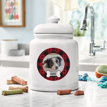 Plaid Pet Photo Treat Jar