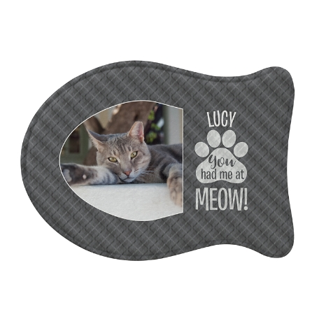 You Had Me At Meow! Photo Pet Feeding Mat- Fish-Gray