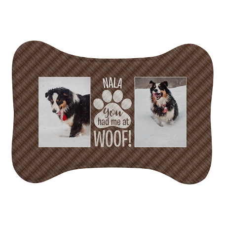 You Had Me At Woof! Photo Pet Feeding Mat - Small Bone-Brown