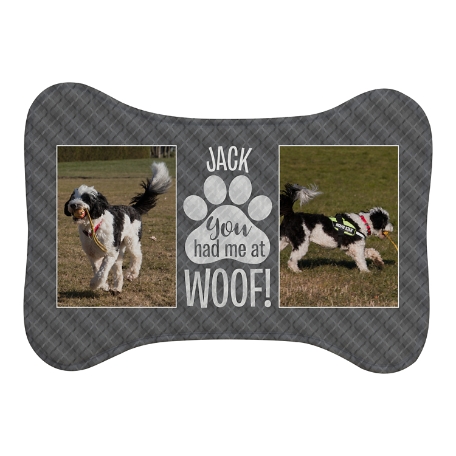 You Had Me At Woof! Photo Pet Feeding Mat - Small Bone-Gray