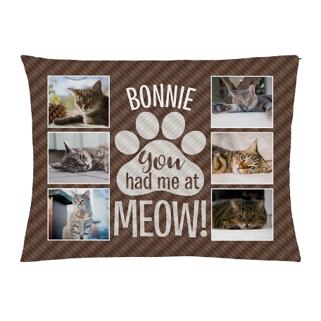 You Had Me At Meow! Photo Pet Bed-Large-Brown
