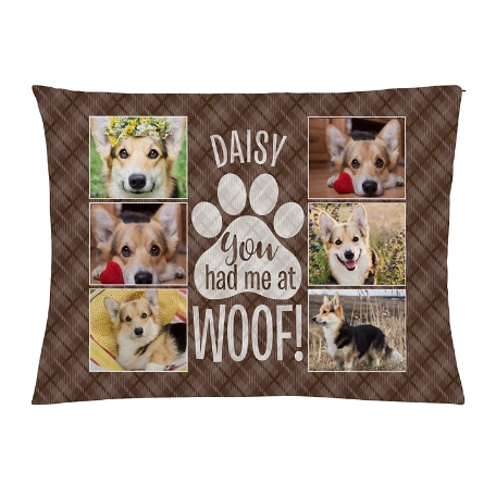 You Had Me At Woof! Photo Pet Bed-Large-Brown
