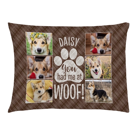 You Had Me At Woof! Photo Pet Bed-Medium-Brown
