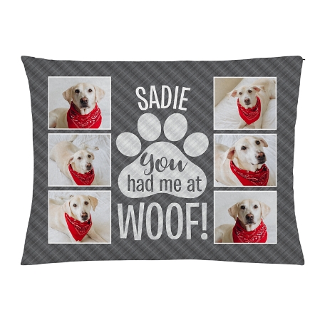 You Had Me At Woof! Photo Pet Bed-Large-Gray
