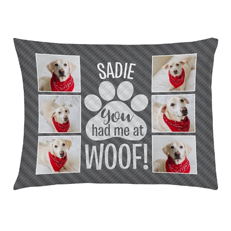 You Had Me At Woof! Photo Pet Bed-Medium-Gray