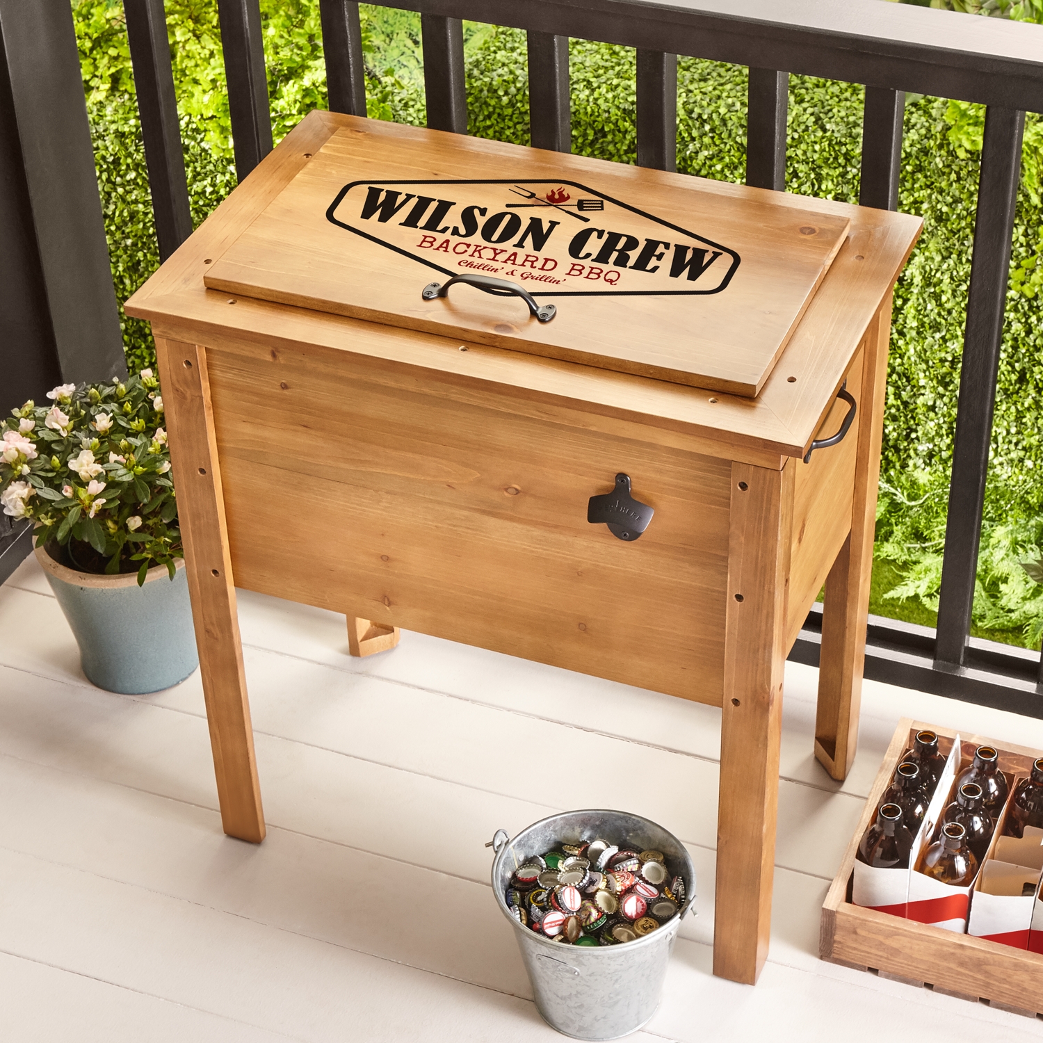 BBQ Crew Outdoor Wooden Cooler