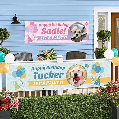 Let's Pawty Pet Photo Birthday Banner