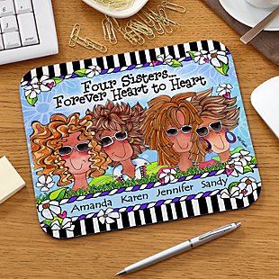 Sisters Heart to Heart Mouse Pad by Suzy Toronto