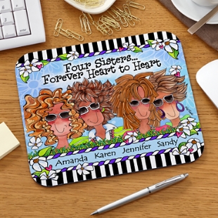 Sisters Heart to Heart Mouse Mat by Suzy Toronto