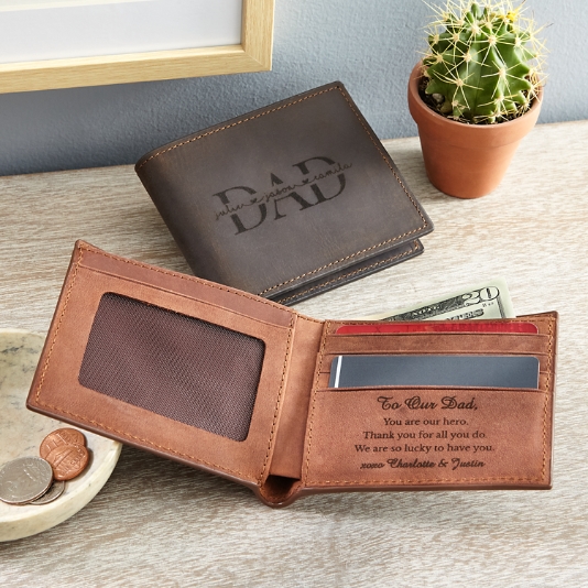 Custom Dad Wallet with Name Engraved