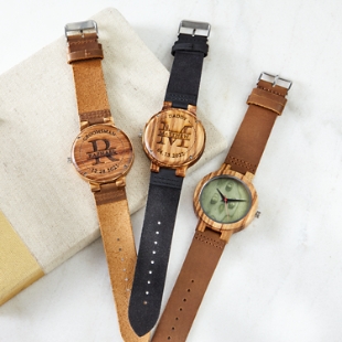 Name + Initial Men's Wooden Watch