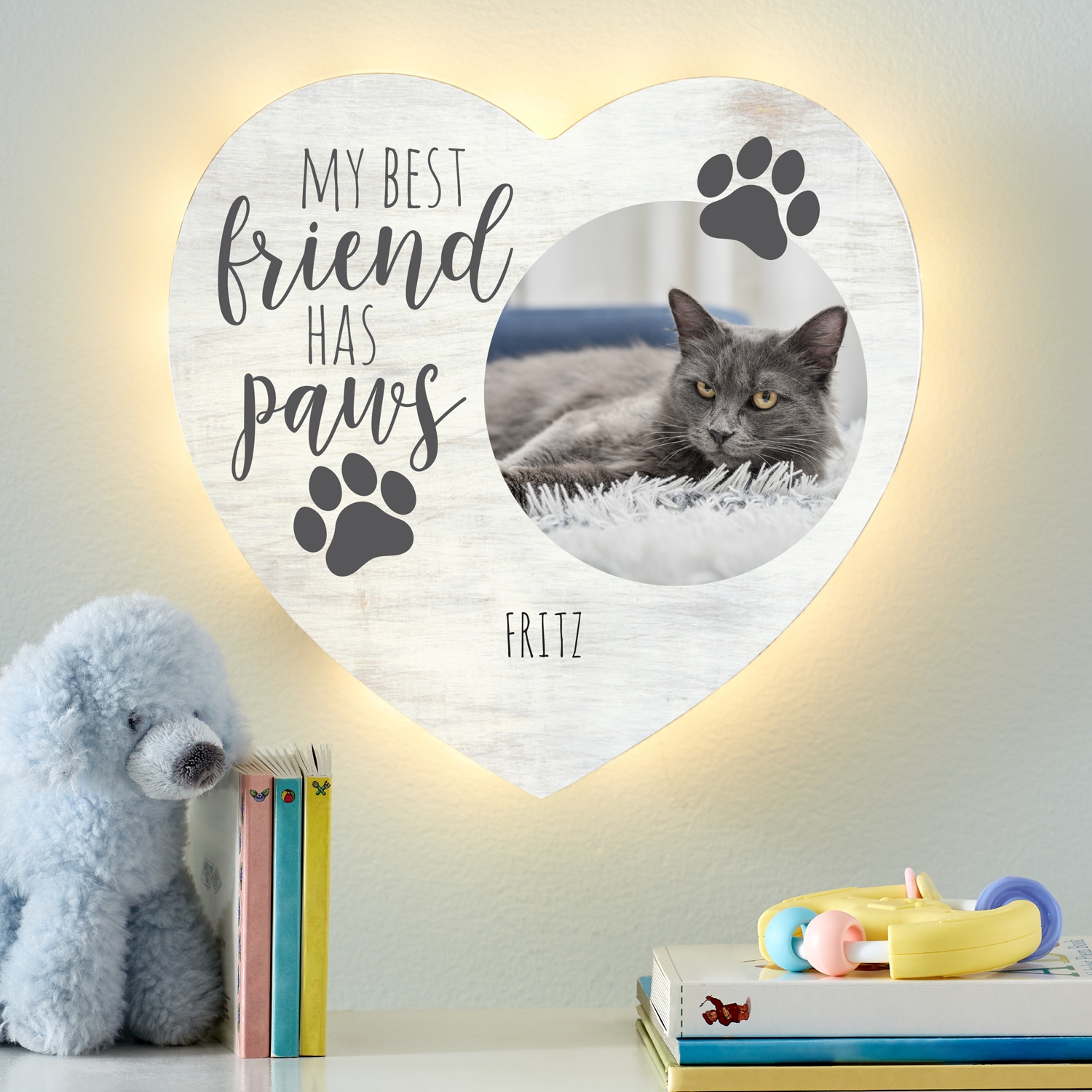 Best Friend Has Paws Photo Heart Nightlight