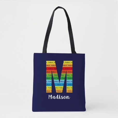 Big Initial Tote Bag - Navy
