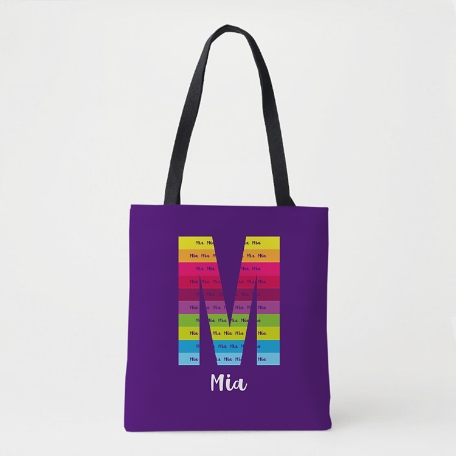Big Initial Tote Bag - Purple