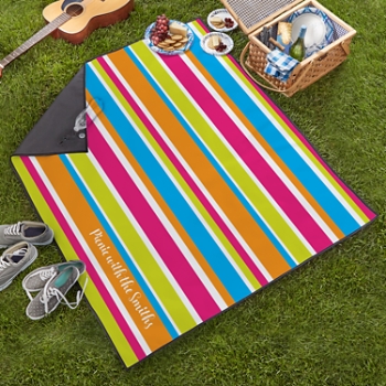 Bright Colorful Stripes Picnic Blanket