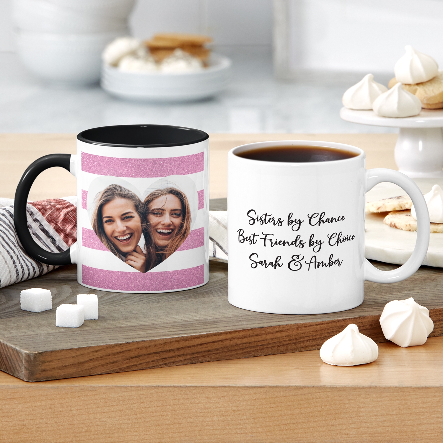 Shimmer Stripe Photo Heart Mug