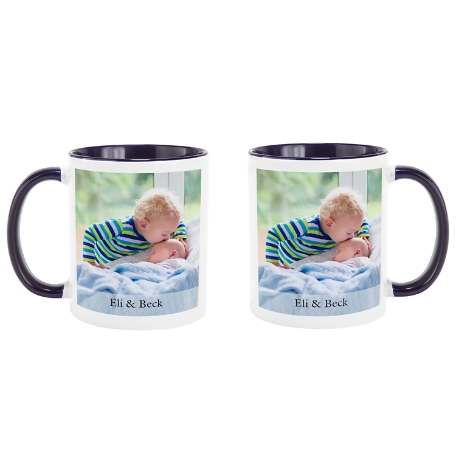 Picture-Perfect Photo Mug w/Message - 11oz w/Navy Handle