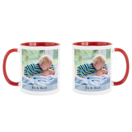 Picture-Perfect Photo Mug w/Message - 11oz w/Red Handle