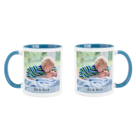Picture-Perfect Photo Mug w/Message - 11oz w/Light Blue Handle
