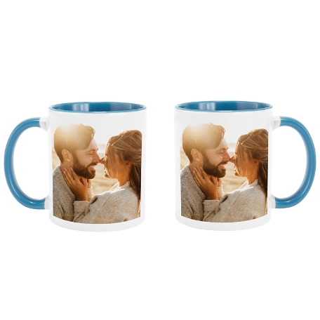 Picture-Perfect Photo Mug - 11oz w/Light Blue Handle